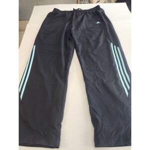 Adidas Mens Black Light Blue Stripe Track Pants Athletic Training Joggers XL
